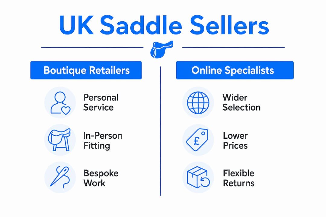 Comparison infographic of UK saddle seller types