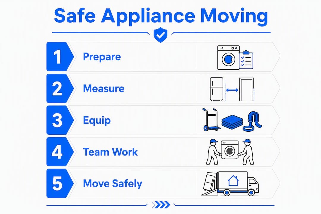 Infographic showing safe steps for moving heavy appliances