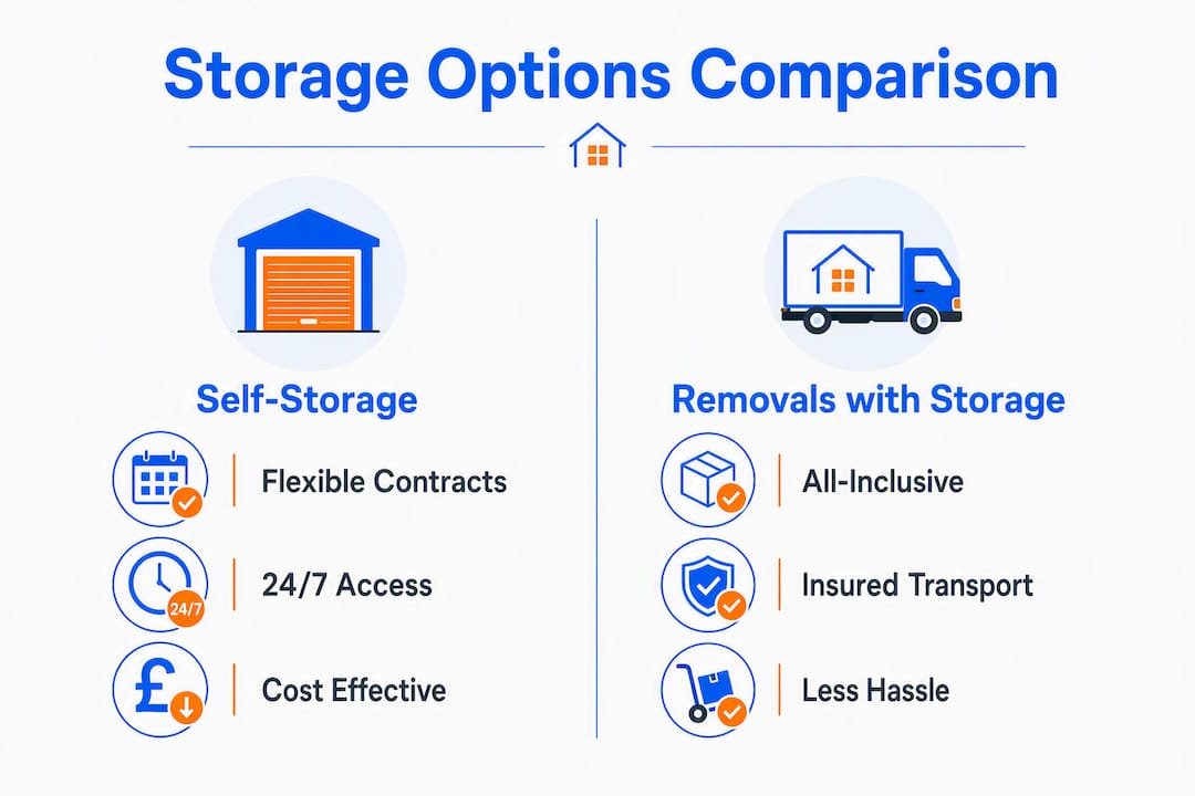 Infographic comparing self storage vs removals with storage