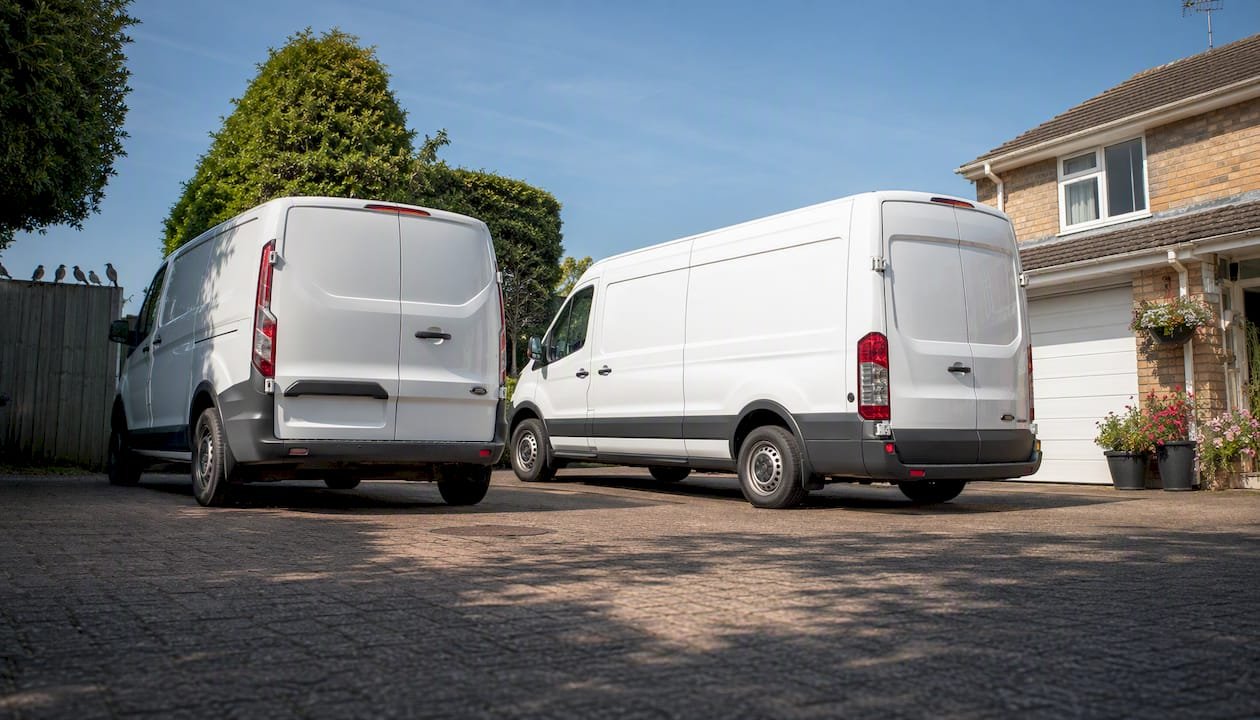 Side view comparison of SWB and LWB vans