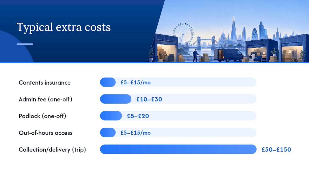 Diagram of storage extra costs comparison