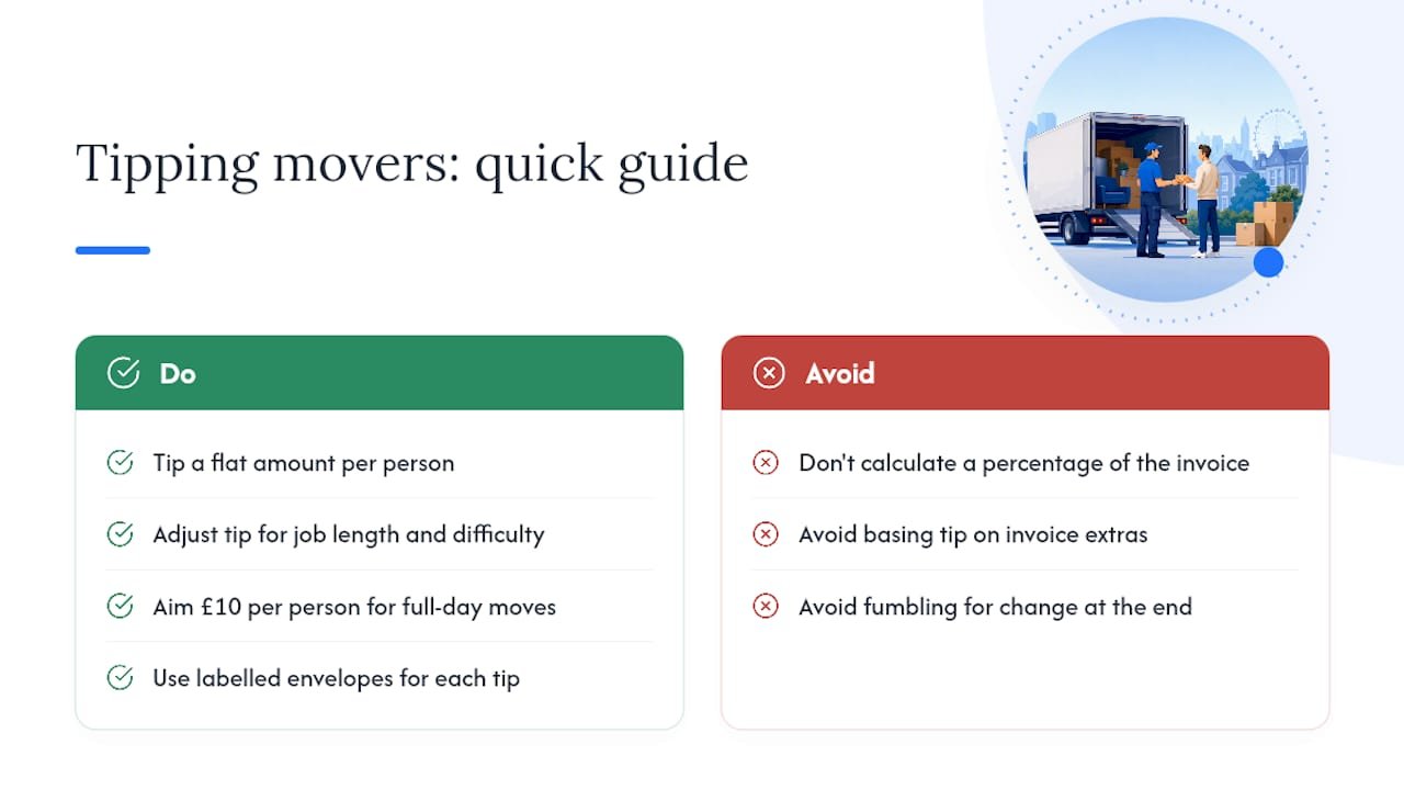 How much should you tip movers in the UK? — overview diagram