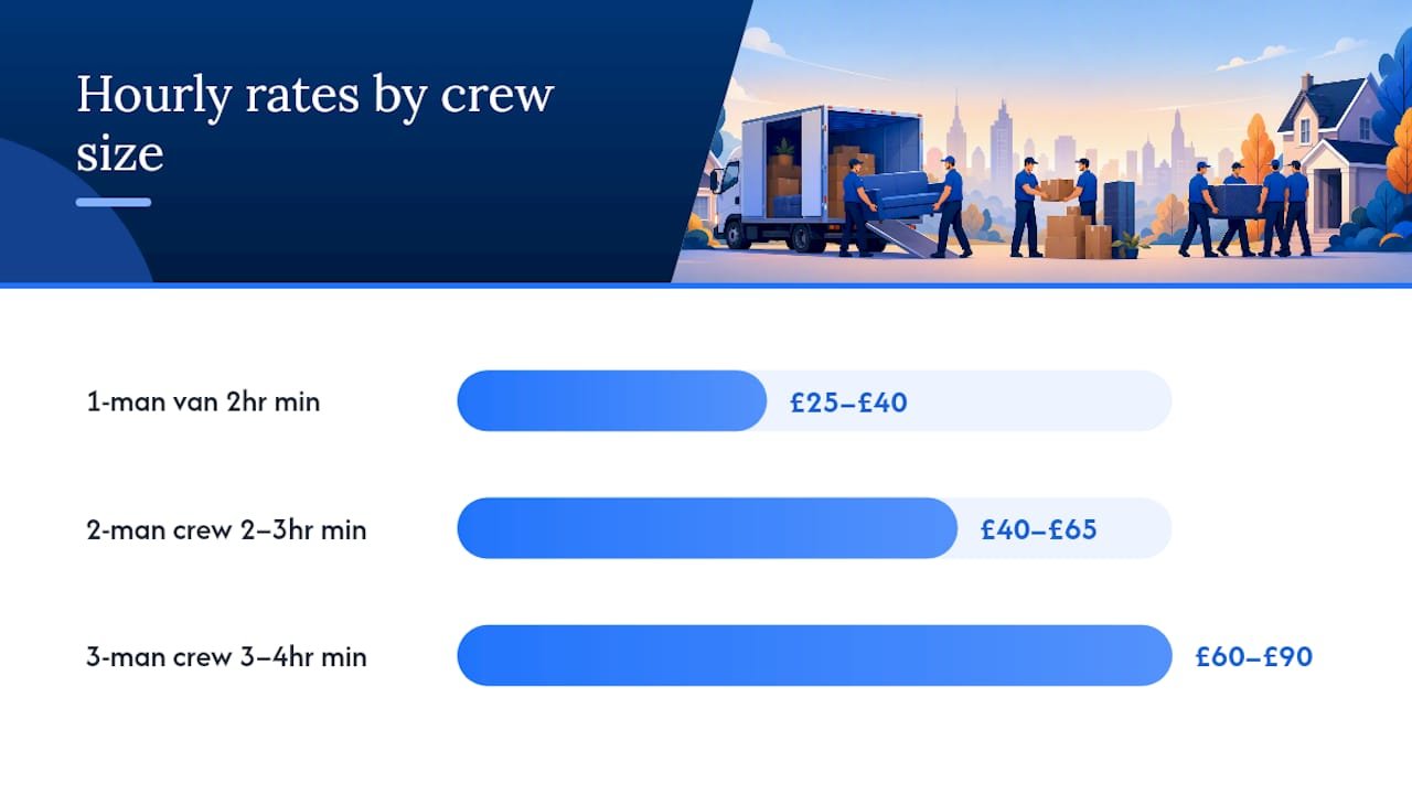 Diagram comparing UK removal rates and minimum bookings by crew size