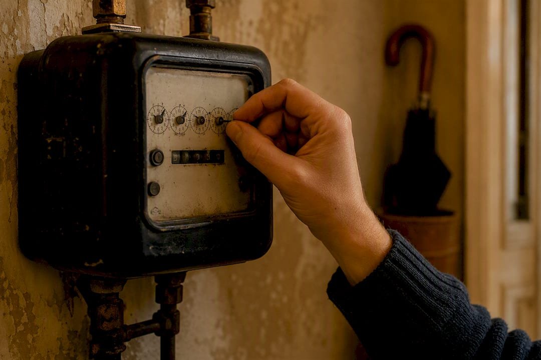 Hand taking utility meter reading